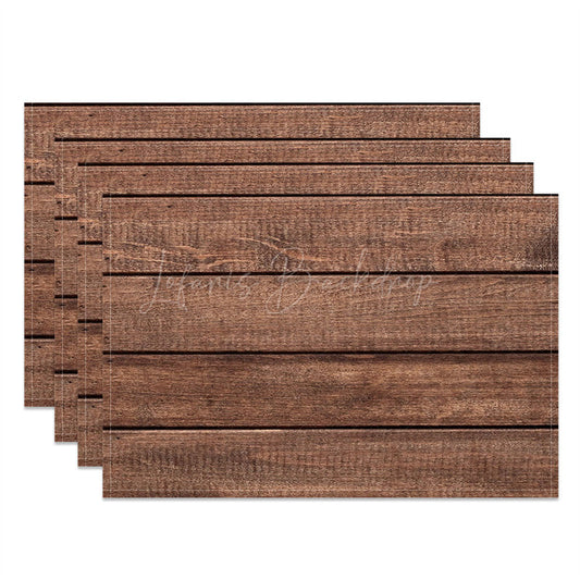 Lofaris Brown Wood Plank Grain Texture Set Of 4 Placemats