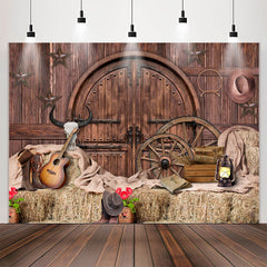 Lofaris Brown Wooden And Western Cowboy Birthday Party Backdrop