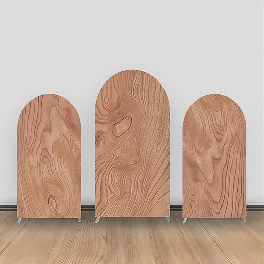 Lofaris Brown Wooden Pattern Vintage Party Arch Backdrop Kit