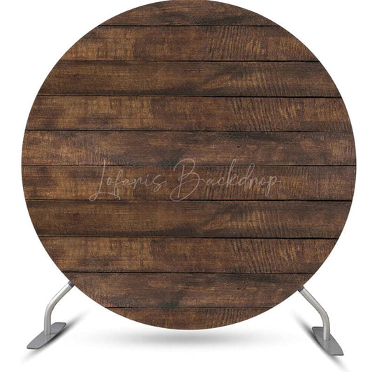 Lofaris Brown Wooden Texture Simple Round Backdrop For Party