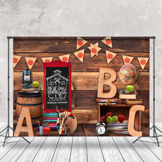 Lofaris Brown Wooden Wall Back To School Cake Smash Backdrop