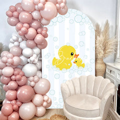 Lofaris Bubbles Yellow Duck Stripe Baby Shower Arch Backdrop