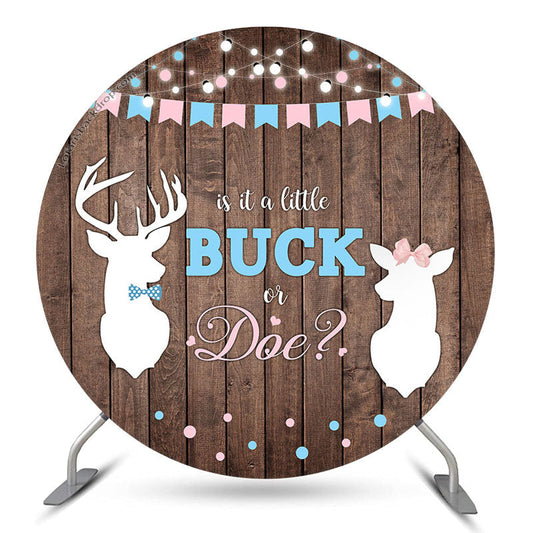 Lofaris Buck Or Doe Wooden Round Gender Reveal Backdrop