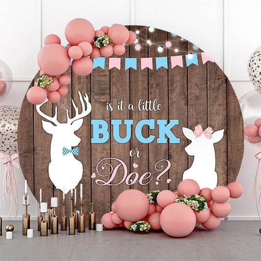 Lofaris Buck Or Doe Wooden Round Gender Reveal Backdrop