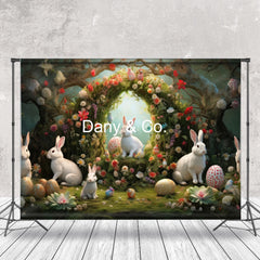 Lofaris Bunny Home In The Jungle Spring Easter Photo Backdrop