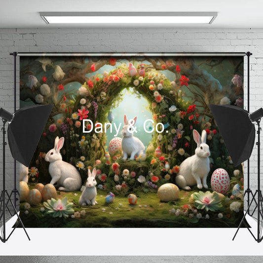 Lofaris Bunny Home In The Jungle Spring Easter Photo Backdrop