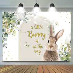 Lofaris Bunny Is On The Way Rabbit Leaf Baby Shower Backdrop