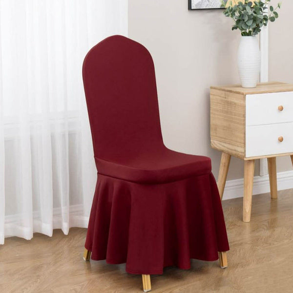 Burgundy Stretch Sun Skirt Spandex Banquet Chair Cover