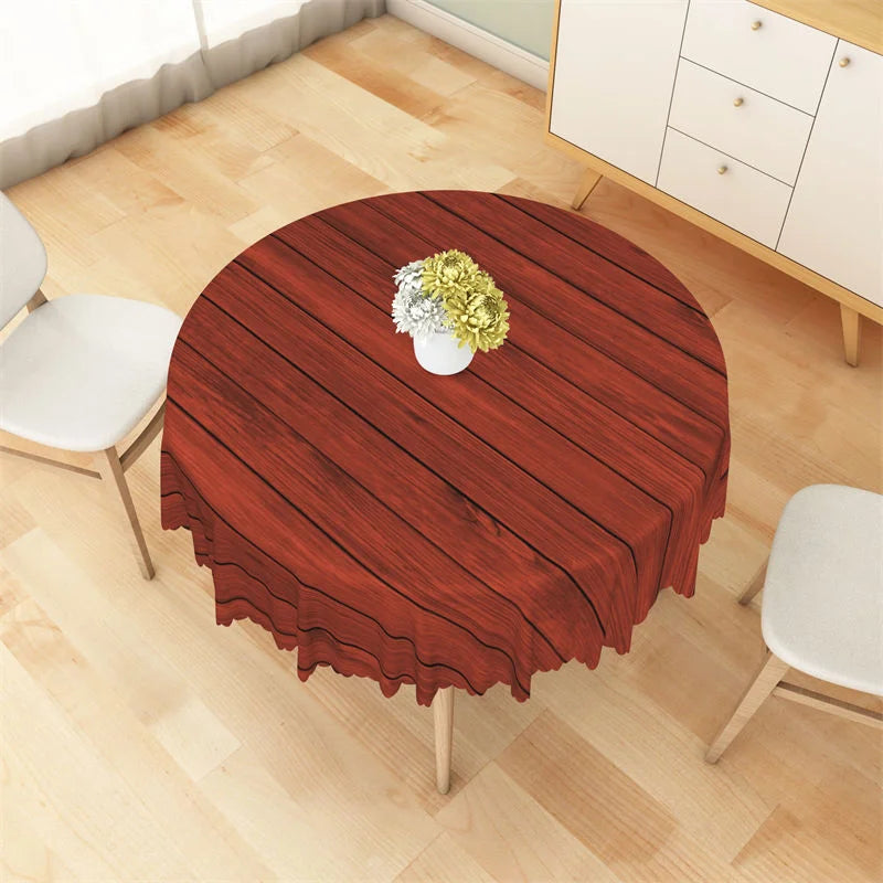 Lofaris Burgundy Wooden Pattern Cute Round Tablecloth