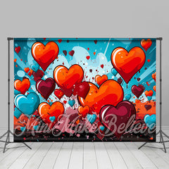 Lofaris Burst Hearts Red And Blue Valentines Day Backdrop