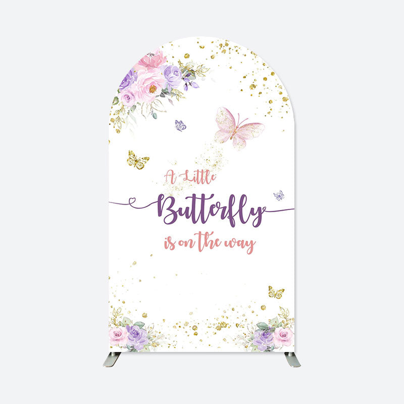 Lofaris Butterfly On The Way Floral Baby Shower Arch Backdrop