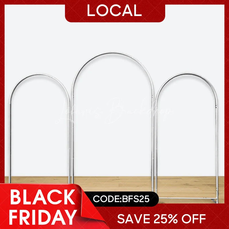 Lofaris (7 Day Delivery) Silver Wedding Arch Metal Flower Frame 3 Piece Set