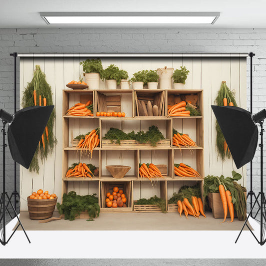 Lofaris Cabinet Carrots Wood Wall Easter Backdrop For Photo