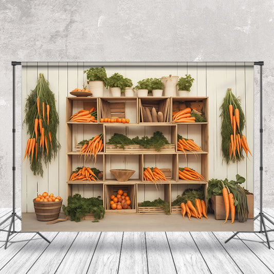 Lofaris Cabinet Carrots Wood Wall Easter Backdrop For Photo