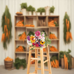 Lofaris Cabinet Carrots Wood Wall Easter Backdrop For Photo