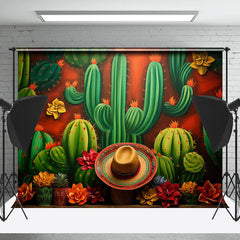 Lofaris Cactus Painting Mexican Sombrero Flower Backdrop