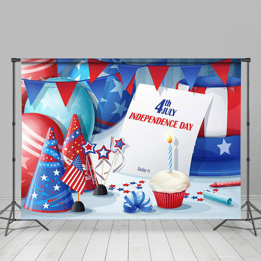 Lofaris Cake Balloon Ribbon Tube Independence Day Backdrop