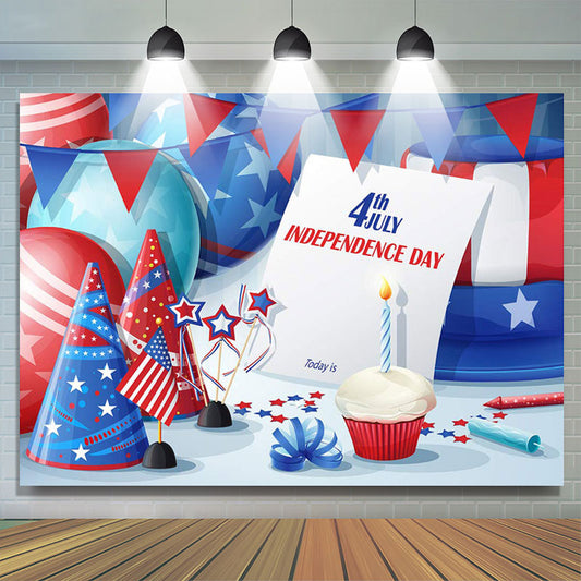 Lofaris Cake Balloon Ribbon Tube Independence Day Backdrop