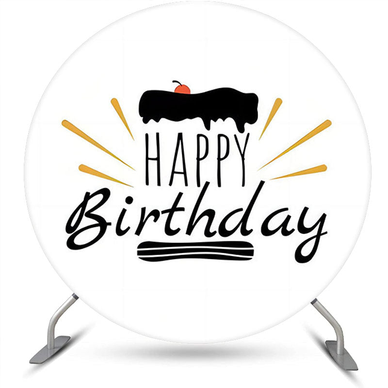 Lofaris Cake Cherry White Simple Round Birthday Backdrop