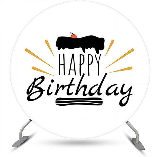 Lofaris Cake Cherry White Simple Round Birthday Backdrop