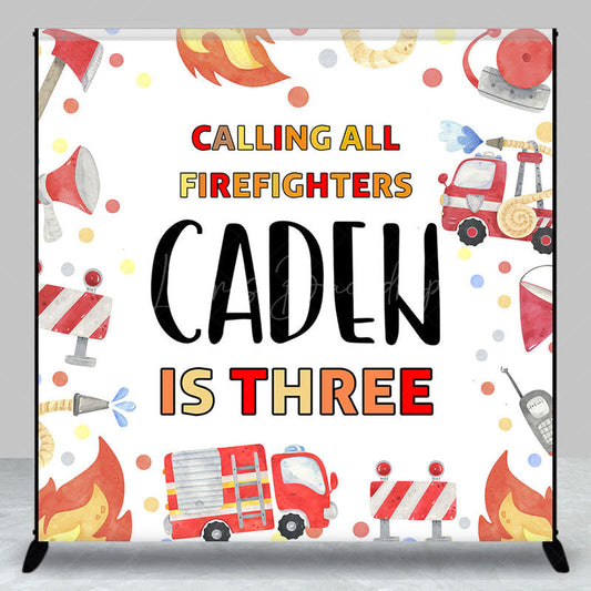 Lofaris Calling All Firefighters Custom Birthday Backdrop