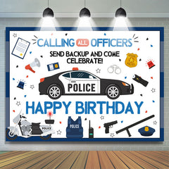 Lofaris Calling All Officers Celebrate Happy Birthday Backdrop