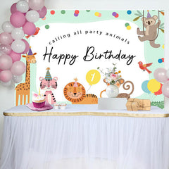 Lofaris Calling All Party Animal Dot Happy Birthday Backdrop