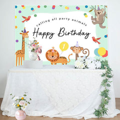 Lofaris Calling All Party Animal Dot Happy Birthday Backdrop