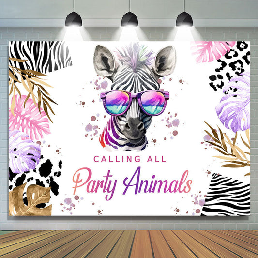 Lofaris Calling All Party Animals Zebra Birthday Backdrop