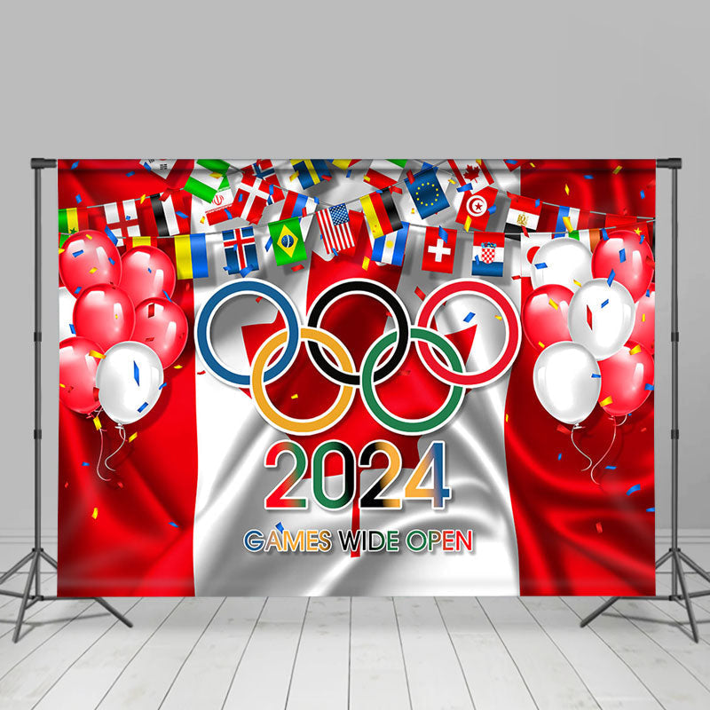 Lofaris Canadian Flag Olympic 2024 Sports Party Backdrop