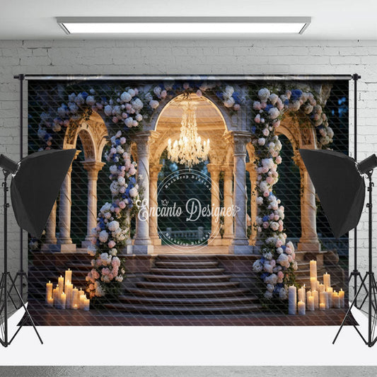 Lofaris Candle Floral Pavilion Birthday Cake Smash Backdrop