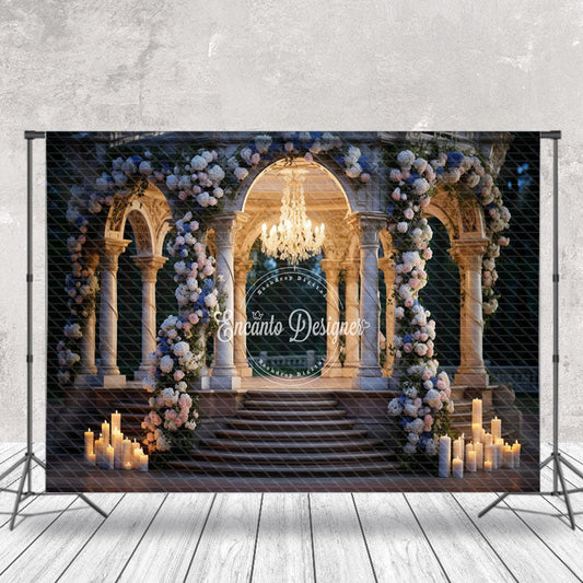 Lofaris Candle Floral Pavilion Birthday Cake Smash Backdrop