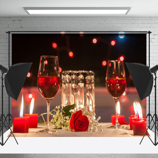 Lofaris Candlelight Dinner Rose Bokeh Valentines Day Backdrop