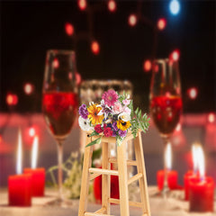 Lofaris Candlelight Dinner Rose Bokeh Valentines Day Backdrop