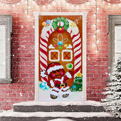 Lofaris Candy Lollipop Gingerbread Man Christmas Door Cover