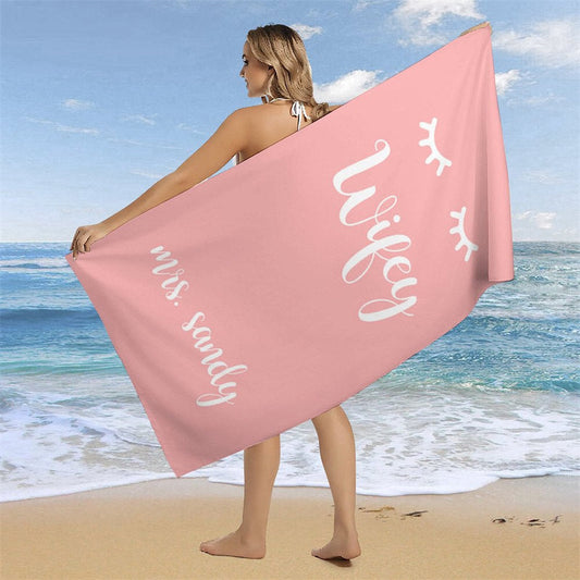 Lofaris Candy Pink Custom Name Beach Towel for Girl
