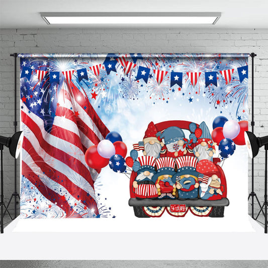 Lofaris Car People Balloon Flag Independence Day Backdrop
