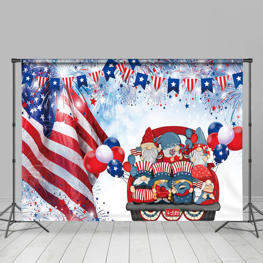 Lofaris Car People Balloon Flag Independence Day Backdrop
