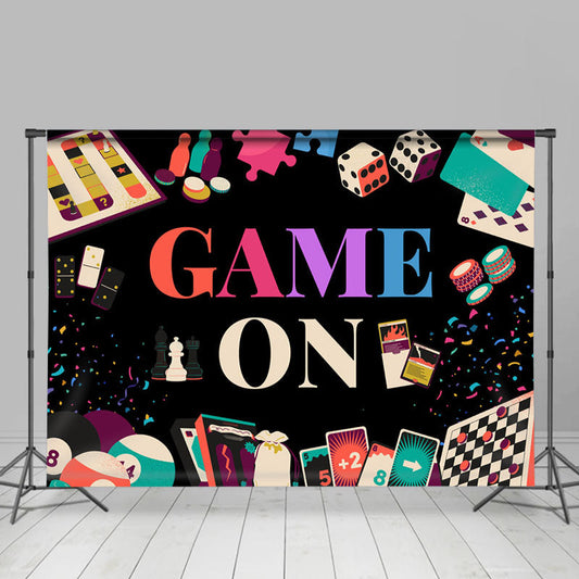 Lofaris Cards Dice Chessboard Game On Black Party Backdrop