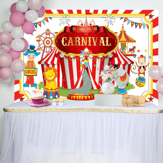 Lofaris Carnival Circus Animal Show Clown Birthday Backdrop