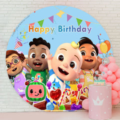Lofaris Cartoon Baby Birthday Round Backdrop Melon Party Decor