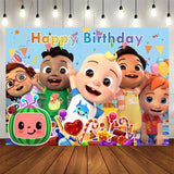 Load image into Gallery viewer, Lofaris Cartoon Baby Family Happy Birthday Backdrop For Party