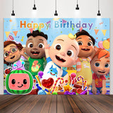 Load image into Gallery viewer, Lofaris Cartoon Baby Family Happy Birthday Backdrop For Party