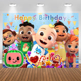 Load image into Gallery viewer, Lofaris Cartoon Baby Family Happy Birthday Backdrop For Party