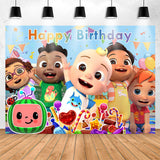 Load image into Gallery viewer, Lofaris Cartoon Baby Family Happy Birthday Backdrop For Party