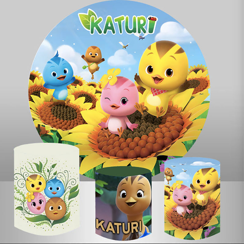 Birthday Party For Kids Round Katuri Backdrop Kit Lofaris