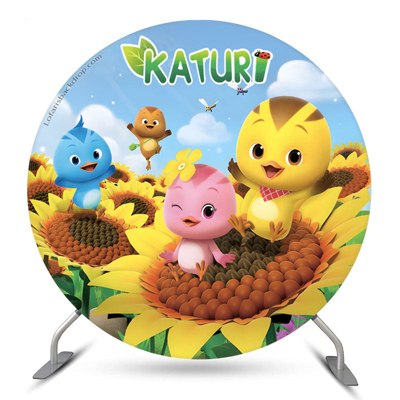 Birthday Party For Kids Round Katuri Backdrop Kit Lofaris
