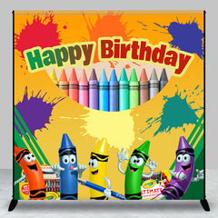 Lofaris Cartoon Colorful Crayon Paint Birthday Backdrop