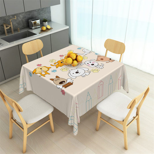 Lofaris Cartoon Dog Paw Colorful Pencil Lines Tablecloth