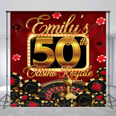 Lofaris Casino 50th Birthday Theme Black Red Custom Backdrop